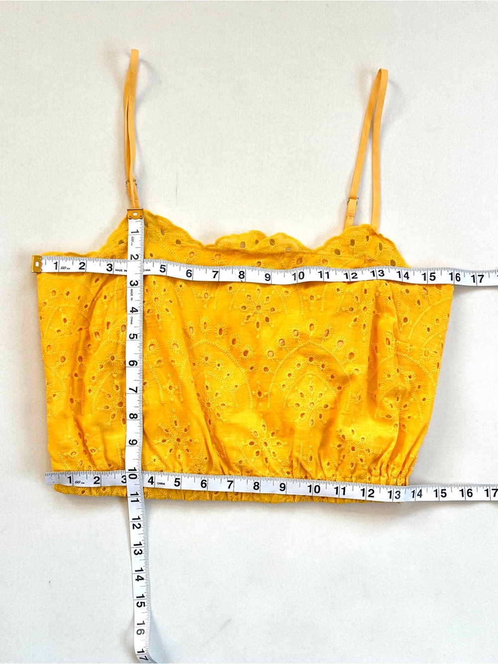LALAVON YELLOW EMBROIDERED EYELET 100% COTTON PREPPY CROP TOP AND PANT SET SzM - Picture 13 of 14